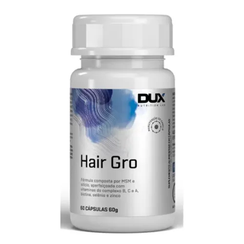 Frasco de vitamina para cabelo cilíndrico e estreito, com rótulo cinza e tampa branca