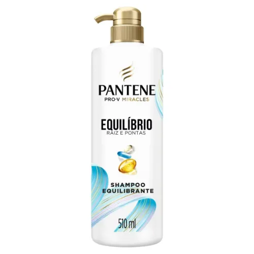 Frasco de shampoo para cabelo oleoso grande e cilíndrico com pump dourado e rótulo branco